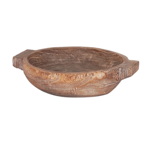 Round Wood Bowl With Handles shop LUX decor