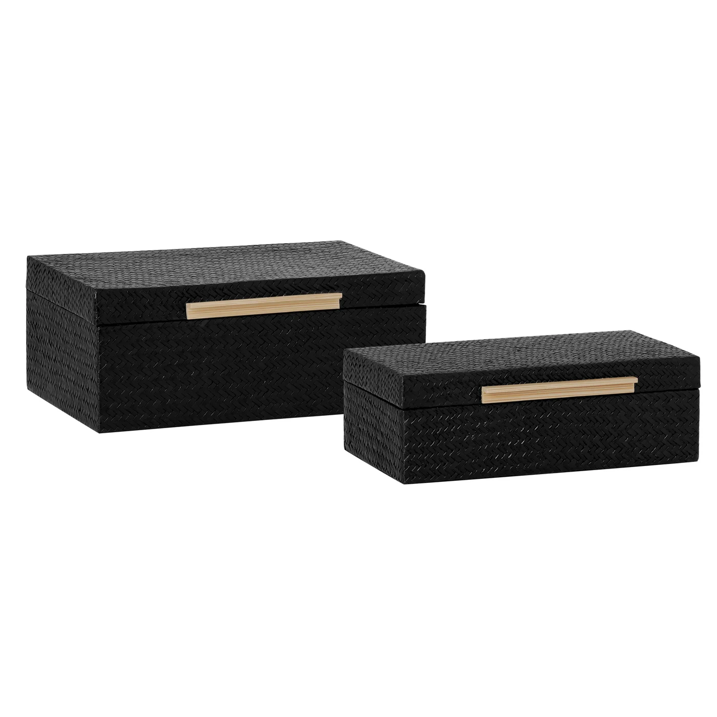 Black Herringbone Two Piece Storage Box Set