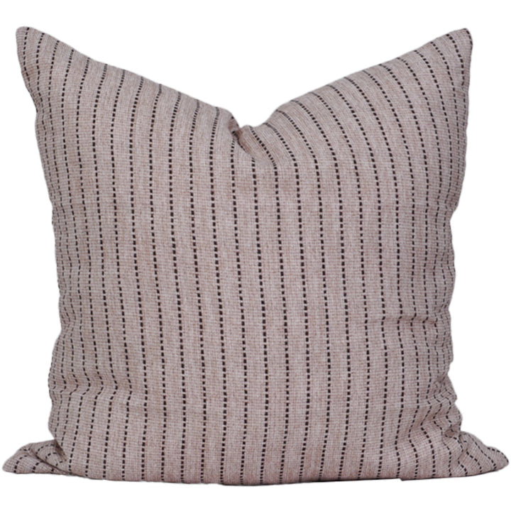 Striped pillow with a subtle pattern on a white background