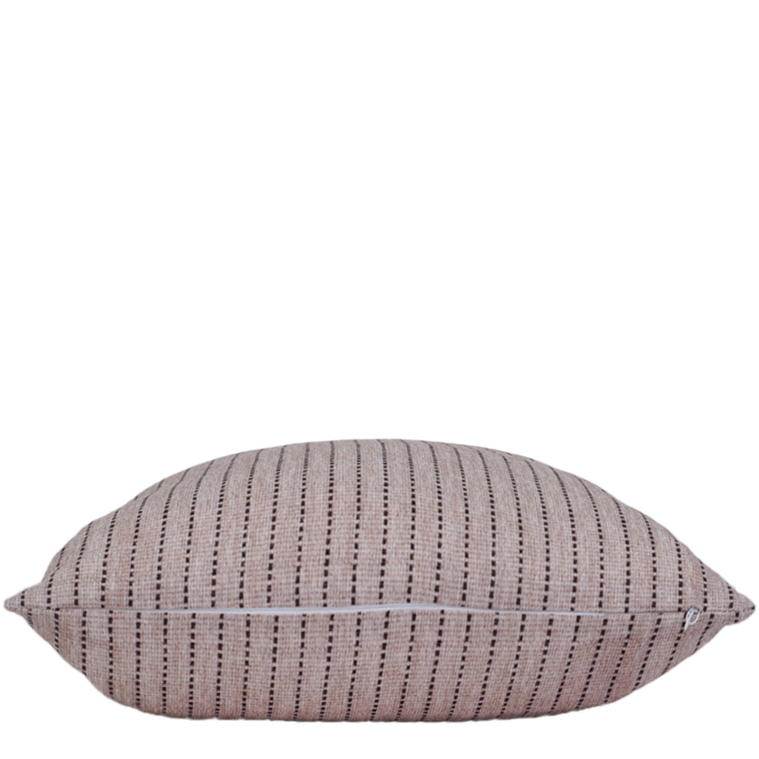 Striped pillow with a subtle pattern on a white background