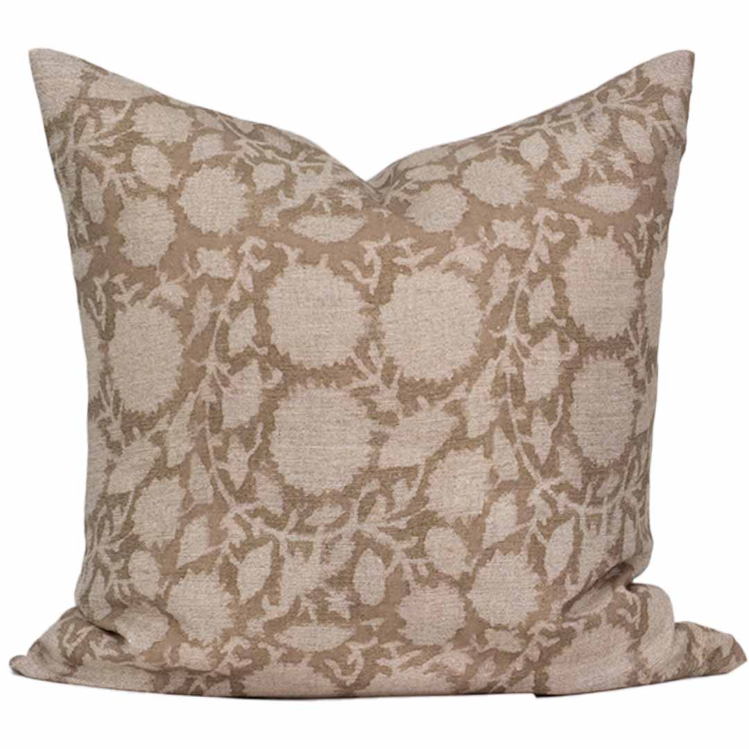 Decorative pillow with a floral pattern on a white background