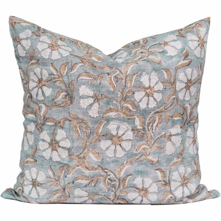 Decorative pillow with floral pattern on a white background