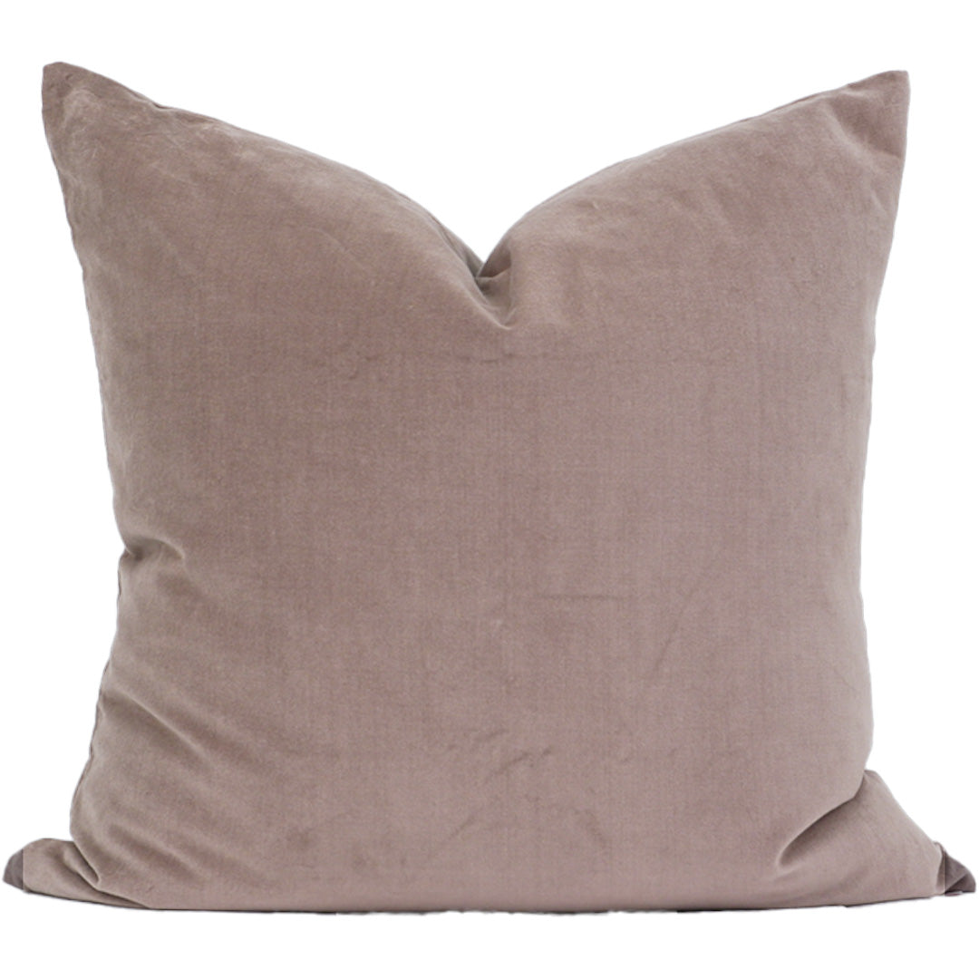 Taupe pillow on a white background