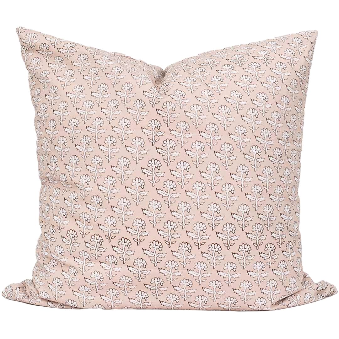Floral patterned pillow on a white background