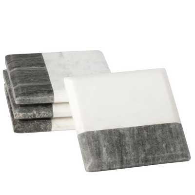 Two Tone Marble Square Coasters - 4 Piece Set
