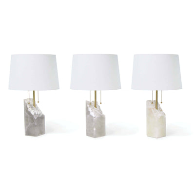 Lampe de table carrée en albâtre brut