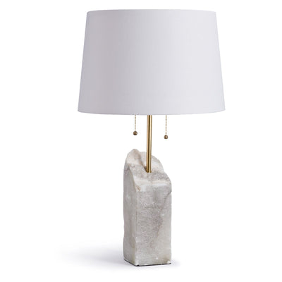 Lampe de table carrée en albâtre brut