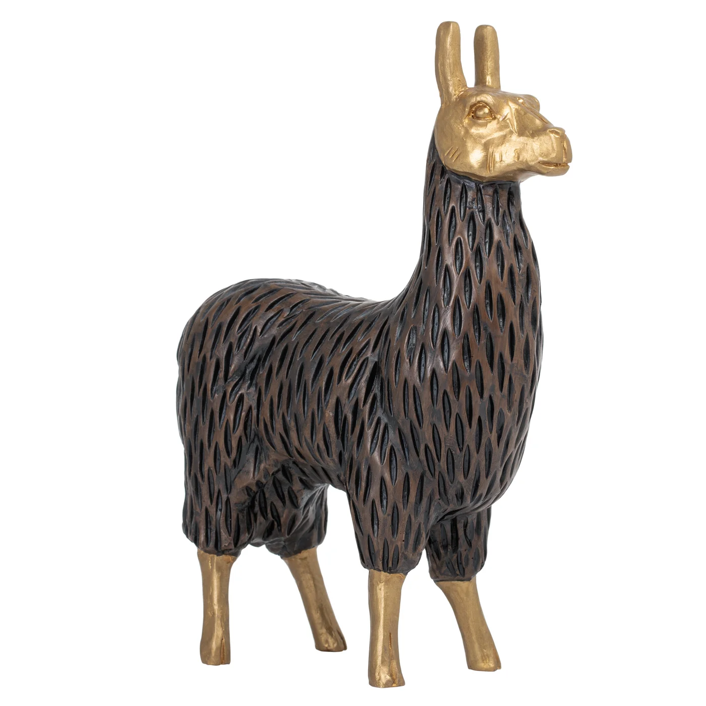 Gold Tipped Resin Standing Llama