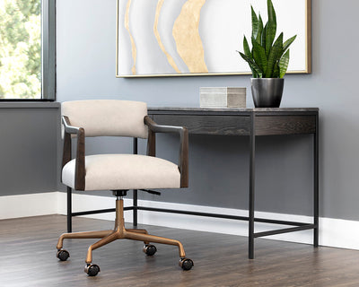 Keagan Office Chair - Light Grey Leather