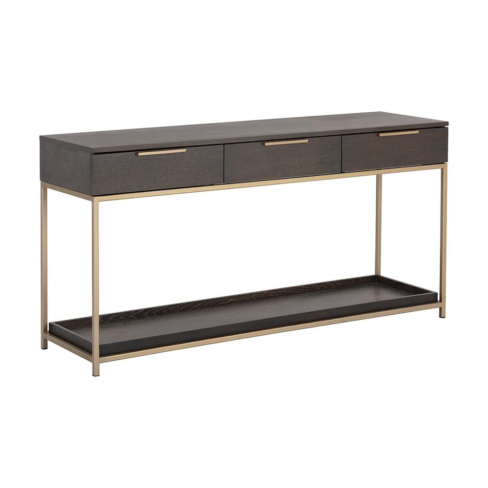 Table console Rebel avec tiroirs - Or - Gris anthracite