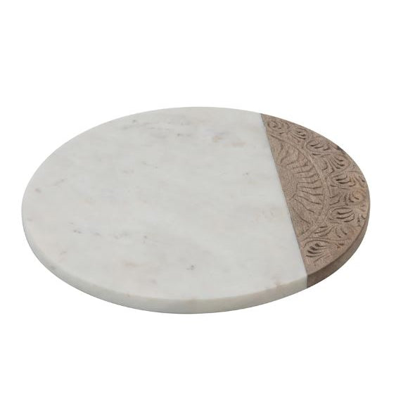Planche de service et de découpe ronde en marbre/bois