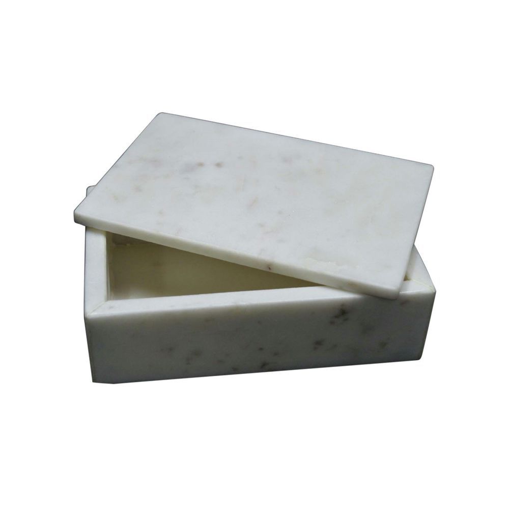 Boîte rectangulaire en marbre blanc